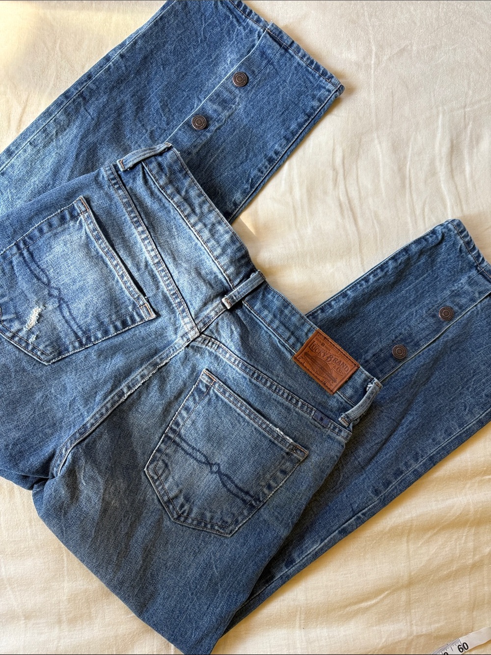 Lucky Brand Snap-Front Crop Jeans — Medium Wash